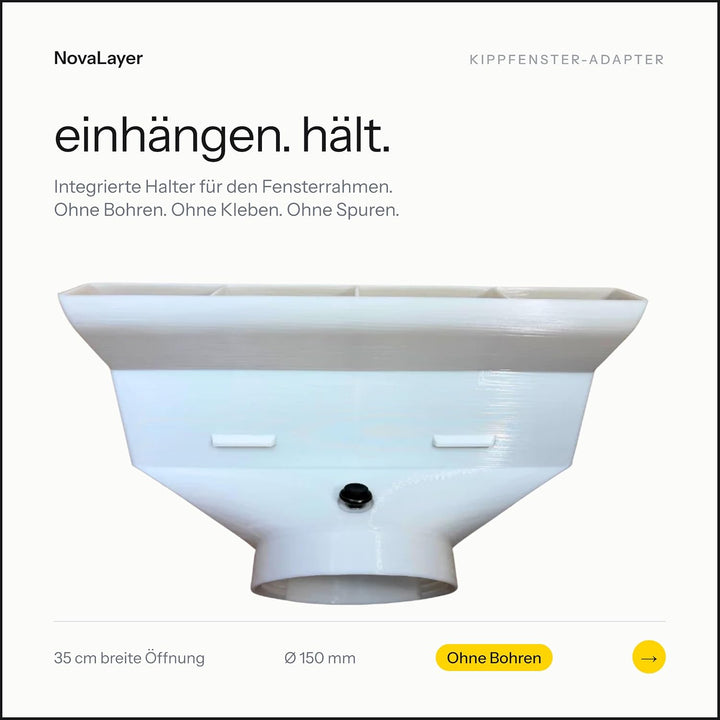 Extra Breiter Fensteradapter 35 cm für mobile Klimaanlagen – Kippfenster Abluftadapter mit 150 mm Sc