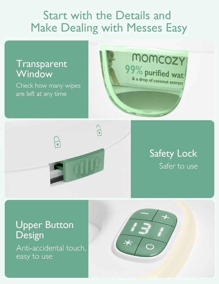Momcozy Feuchttuch Wärmer, Federdesign, Feuchttücher Box mit grossem Fassungsvermögen, schnelles und