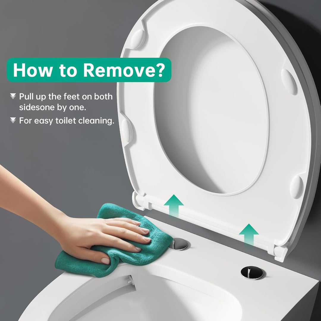 Toilettendeckel mit Absenkautomatik aus Robustem Duroplast, Umweltfreundlicher WC Sitz O-Form, Antib