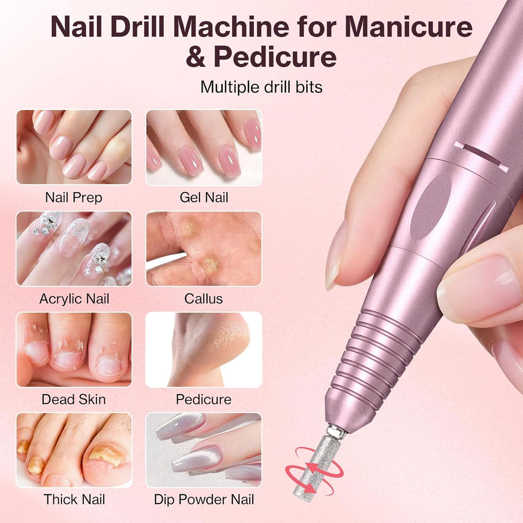 R9 Elektrischer Nagelfräser Nagelfeile für Gelnägel mit Basisständer, 45000RPM Tragbares Nagelfräser