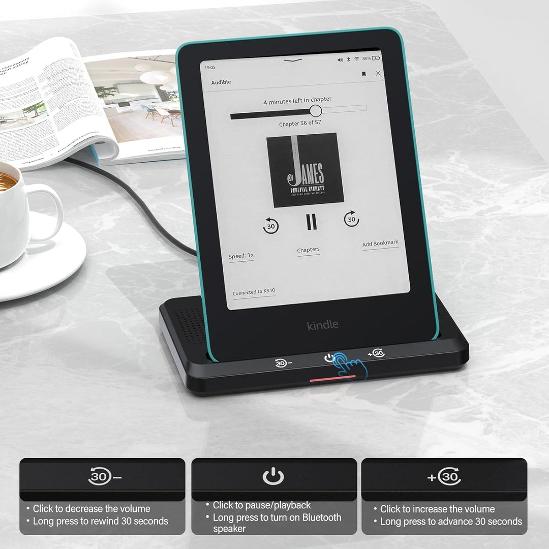 Hörbuch Lautsprecher Mit Kabelloses Ladestation für Kindle Paperwhite Signature Editions (2022 und 2