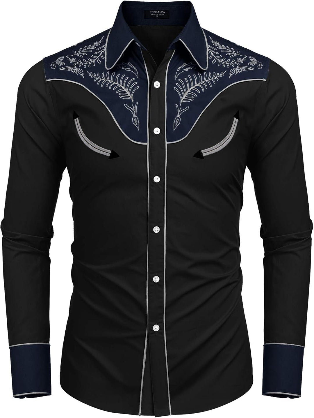 COOFANDY Herren Hemd mit Button-Down-Kragen Gross und kräftig M Baumwolle - Schwarz
