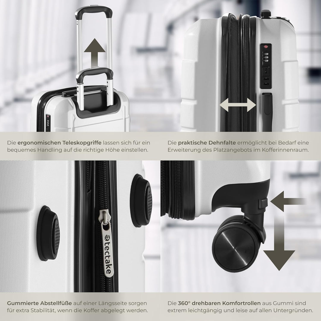 tectake® Kofferset 3 teilig, Koffer & Trolleys, Koffer Set für Flugzeug, Business, Reise, mit TSA Sc