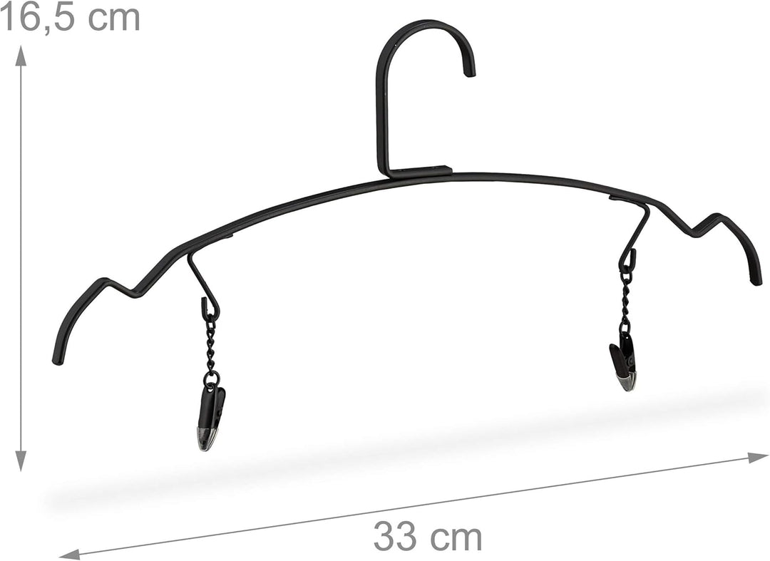 50 x Kleiderbügel, Dessous & Lingerie Bügel mit 2 Klammern, Unterwäschebügel Metall, 33 cm breit, Cl