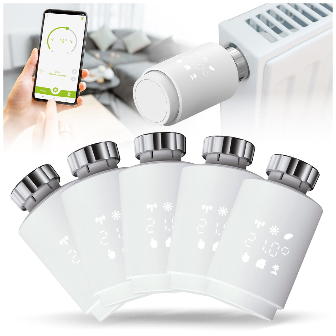 Olympia HT-02Y Smart Thermostat WiFi | Heizkörperthermostat Smart mit Tuya-App, Alexa & Google | Ein