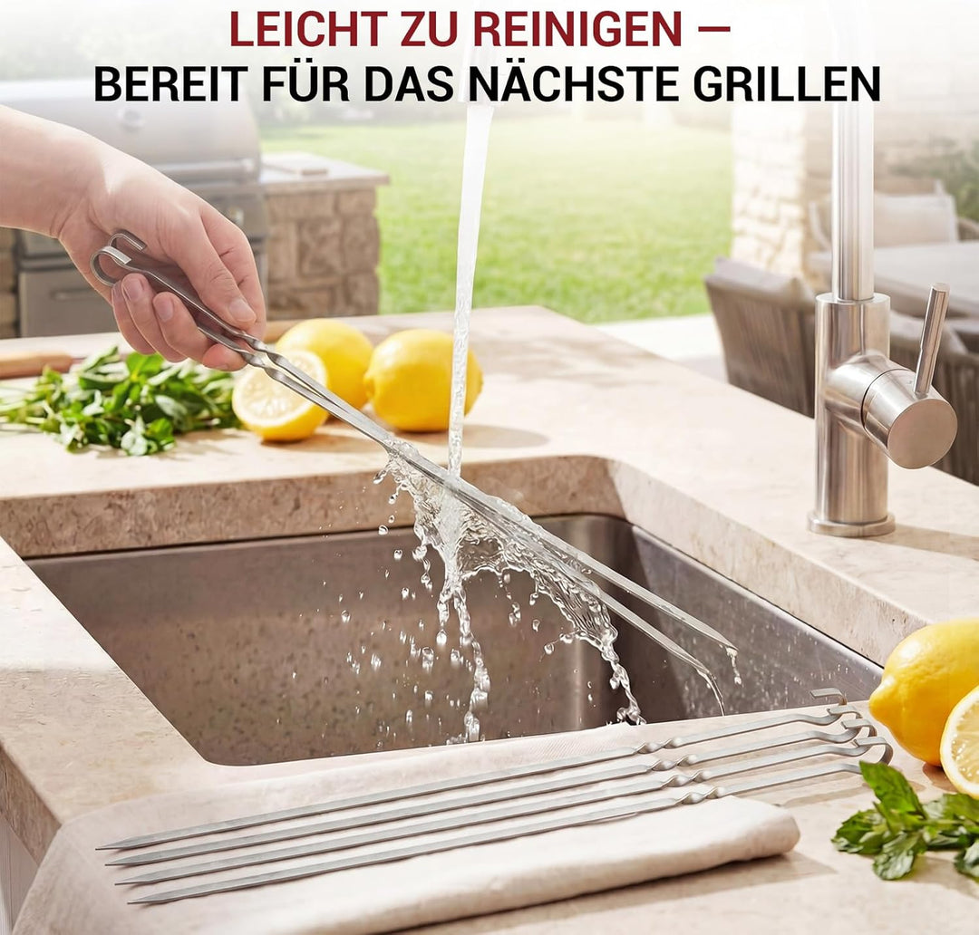 Homealexa 20 Stücke Grillspiesse, Grill Kabob Spiesse 37,5cm Edelstahl Lange Spiesse Schaschlikspies