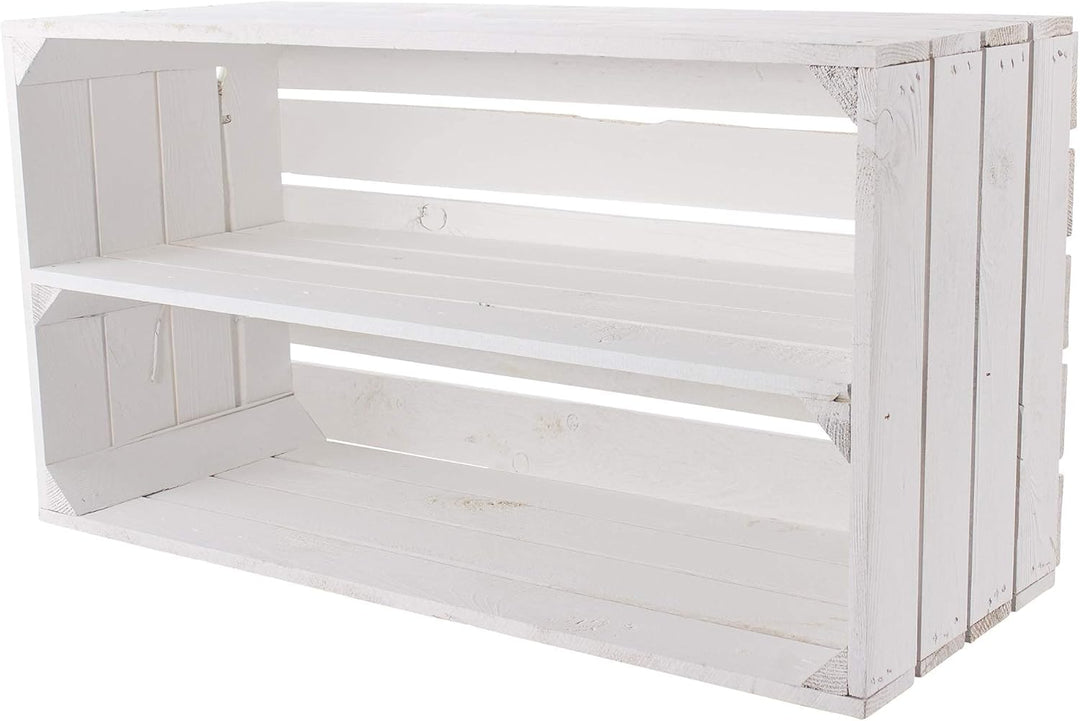 XXL weisse Shabby Chic Holzkiste für Schuhregale (2er Set)