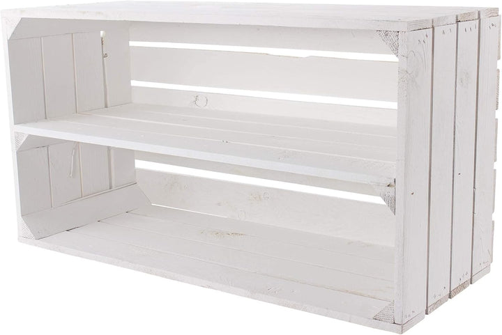 XXL weisse Shabby Chic Holzkiste für Schuhregale (2er Set)