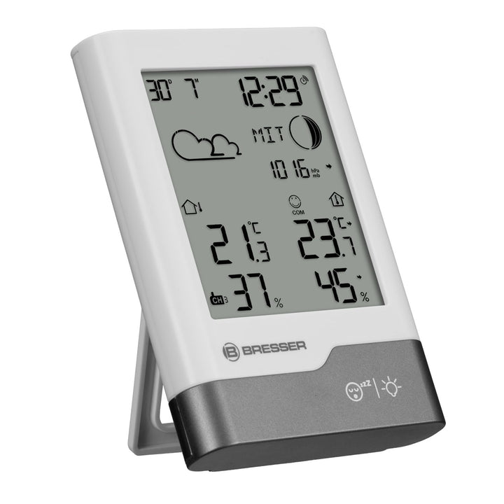 Bresser Funkwetterstation mit Aussensensor Temperatur, Luftfeuchtigkeit, Wettervorhersage, Frostwarn