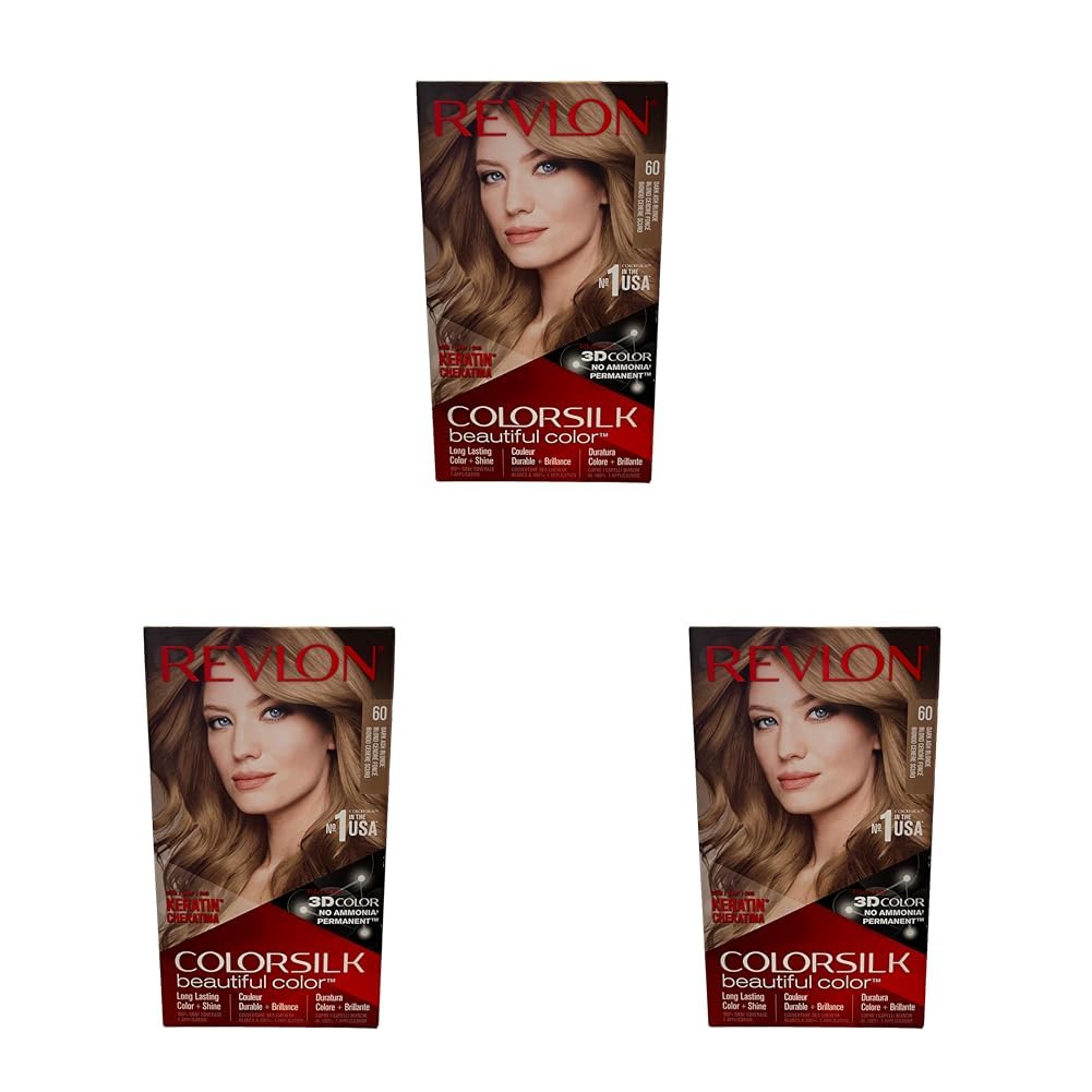 Revlon Colorsilk #60 Dark Ash Blonde Hair Dye 1 Unit (Packung mit 3) 60 Dark Ash Blonde 130 ml (3er