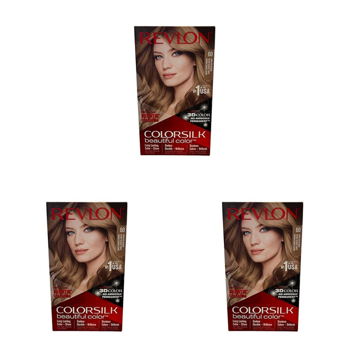 Revlon Colorsilk #60 Dark Ash Blonde Hair Dye 1 Unit (Packung mit 3) 60 Dark Ash Blonde 130 ml (3er
