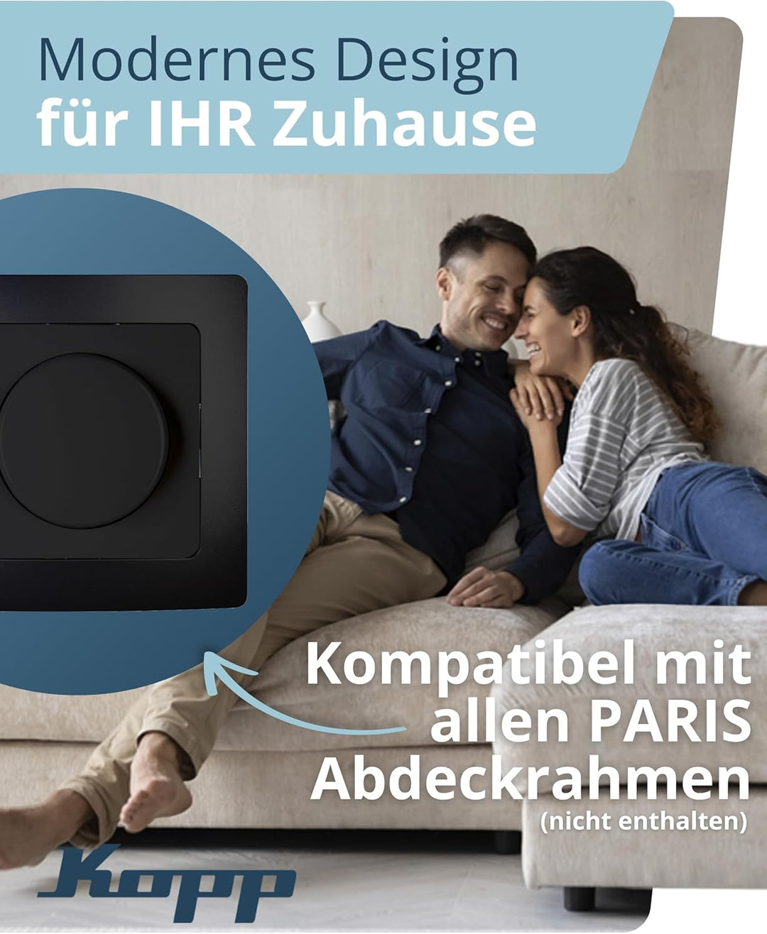 Kopp Paris Druck-Wechsel-Dimmer, Kombigerät, LED-Dimmer, für Glüh-Lampen, 230V Halogenlampen, Phasen