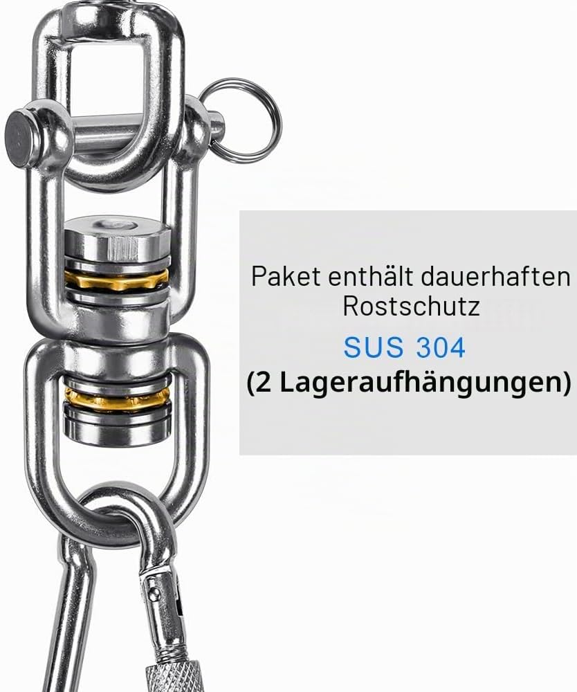 BeneLabel Drehwirbel Hängesessel, 2er Schaukel Wirbel Lager Schwerlast Edelstahl 360 Drehbar Boxsack