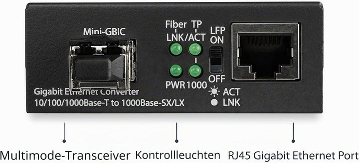 StarTech.com Multimode (MM) LC Glasfaser Medienkonverter für 10/100/1000 Netzwerk - 550m - Gigabit E