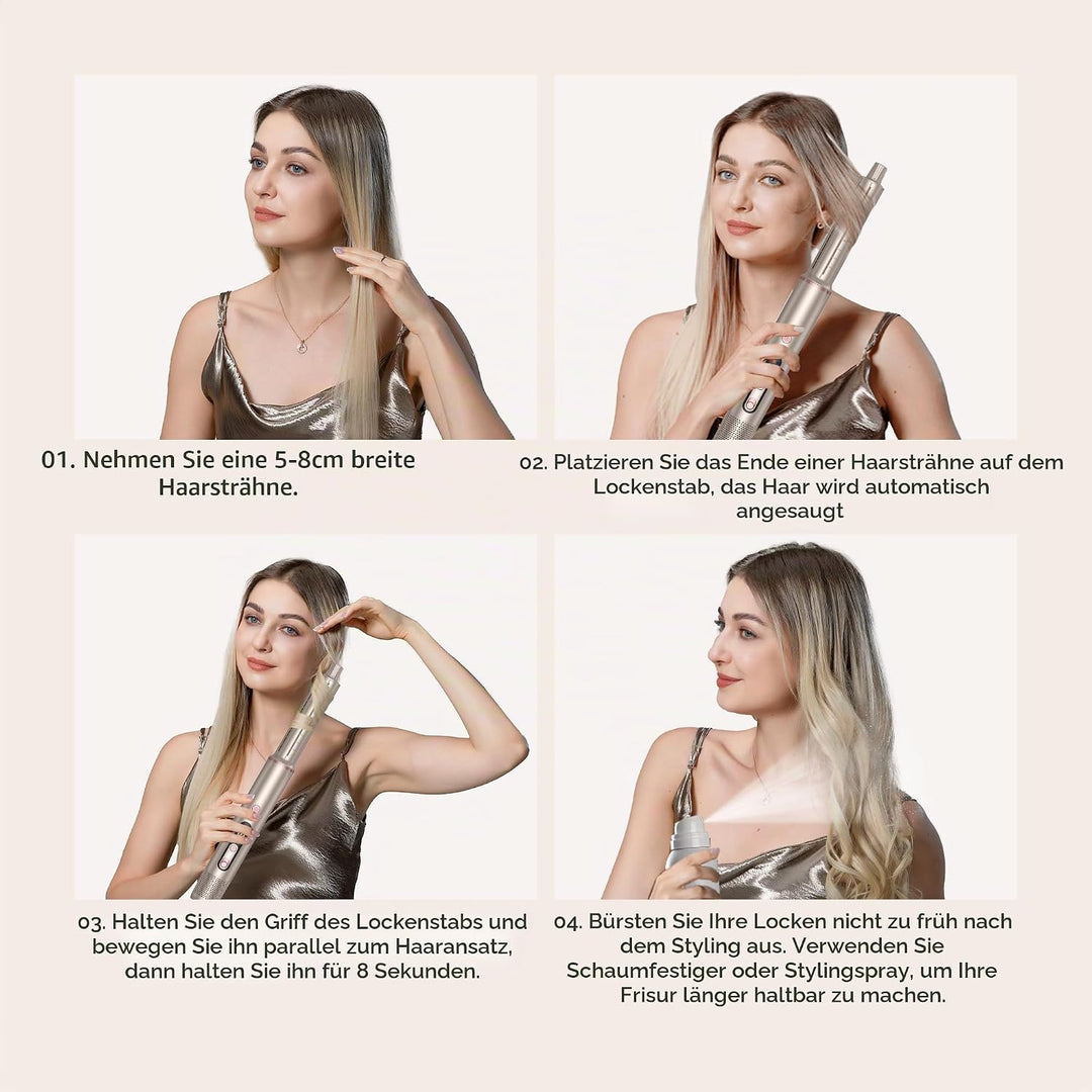 Hairstyler Pro UKLISS Haartrockner 6 IN 1, 1400w Ionen Professioneller Haarstyler, Kälteluftknopf,LC