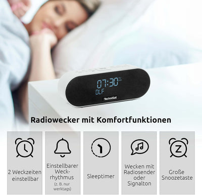 TechniSat DIGITRADIO 53 BT – Premium-Stereo-Radiowecker mit USB-Ladefunktion (DAB+, UKW, Uhr-/ Datum