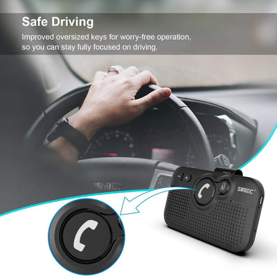SUNITEC Freisprecheinrichtung für Auto,Bluetooth 5.0,Unterstützt GPS,Siri,Musik,Auto Power On,Google