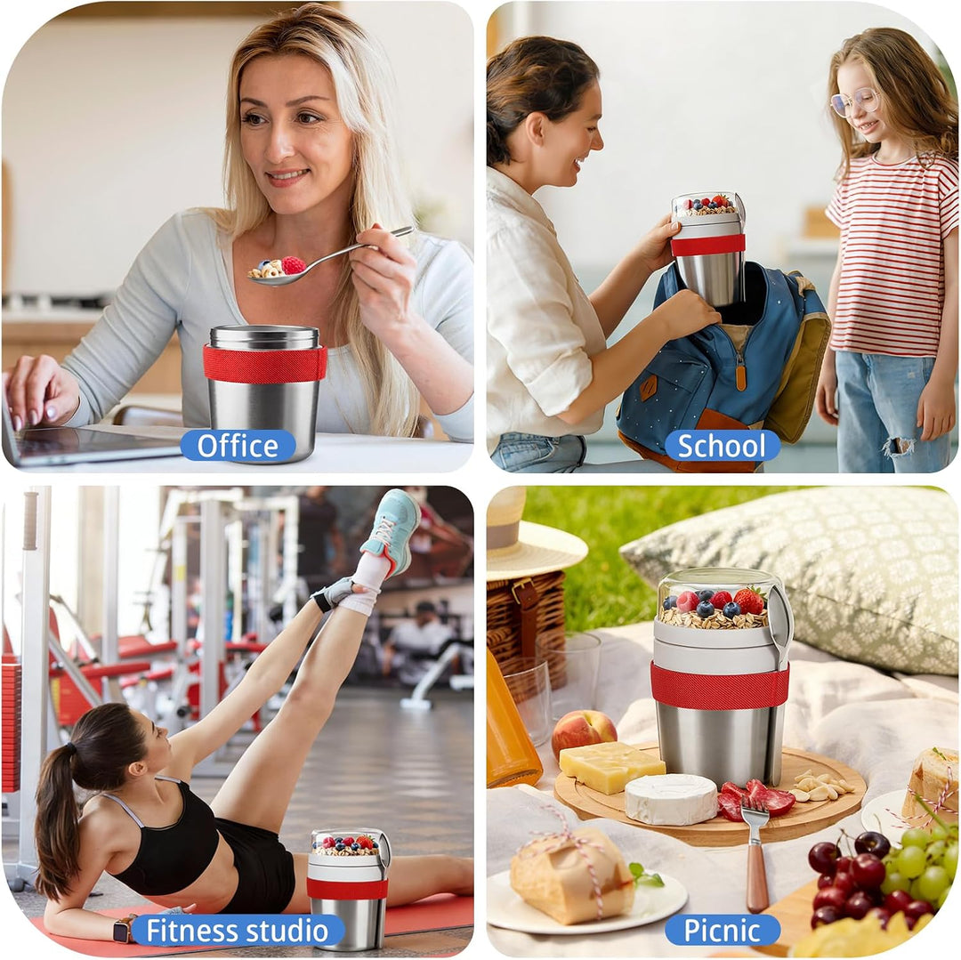 Cereal Cup to Go Stainless Steel, Cereal Cup to Go Rot, Rot