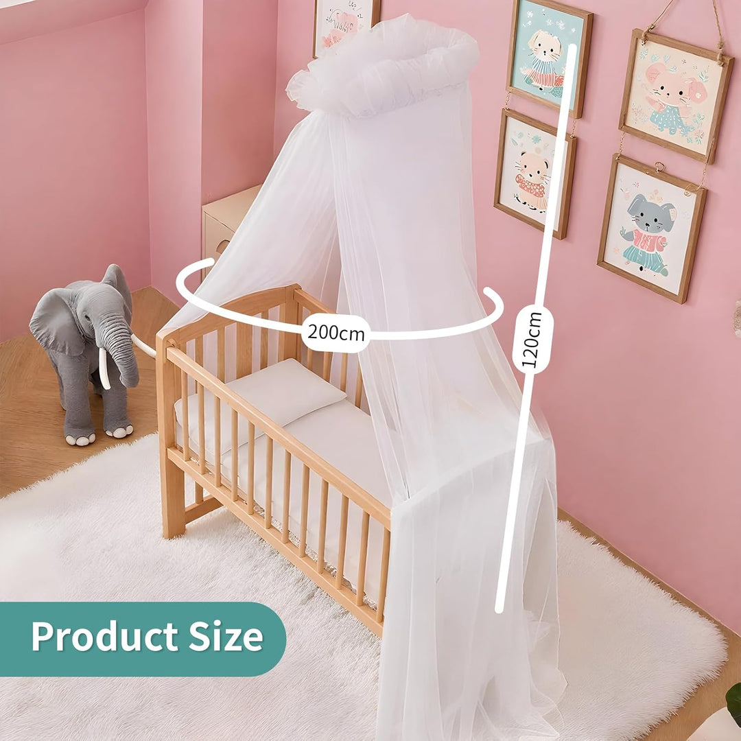 Tagesdecke Tüll Länge 120 cm, Babyzimmer Deko, passend für Babybett, Wiege und Kinderbett (Himmelsta