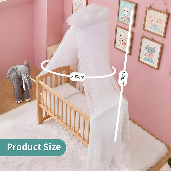 Tagesdecke Tüll Länge 120 cm, Babyzimmer Deko, passend für Babybett, Wiege und Kinderbett (Himmelsta