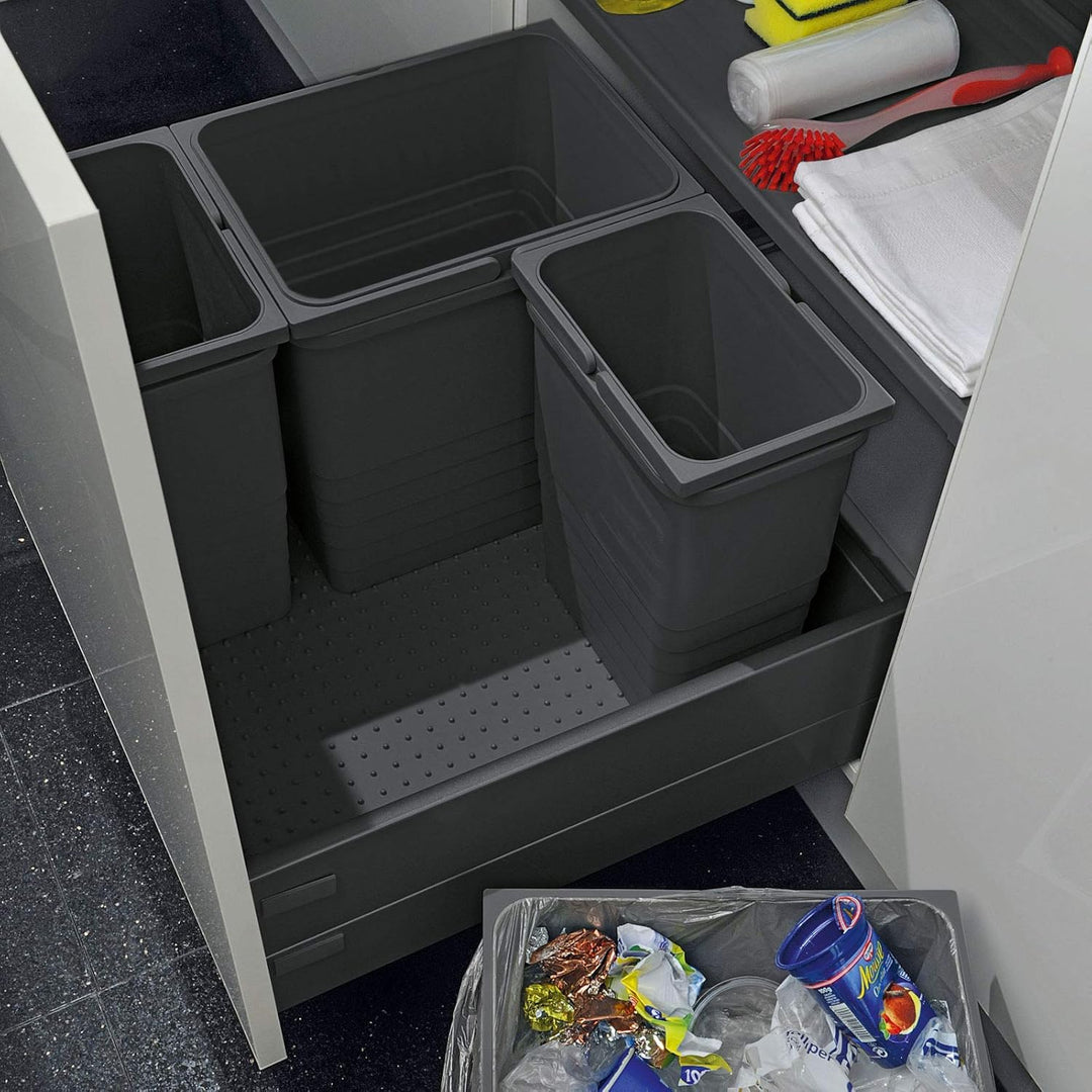 eins2vier Abfallsammler Höhe: 330 mm Volumen 11,5 Liter 205 x 229 mm dunkelgrau 5072 Mülleimer Abfal