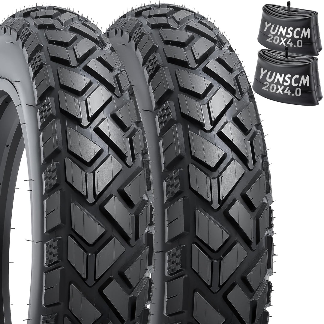 YunSCM 2er-Pack 20 Zoll Heavy Duty E-Bike Reifen 20x4.0 Mantel Plus 2er-Pack 20 Zoll Fat schlauche 2