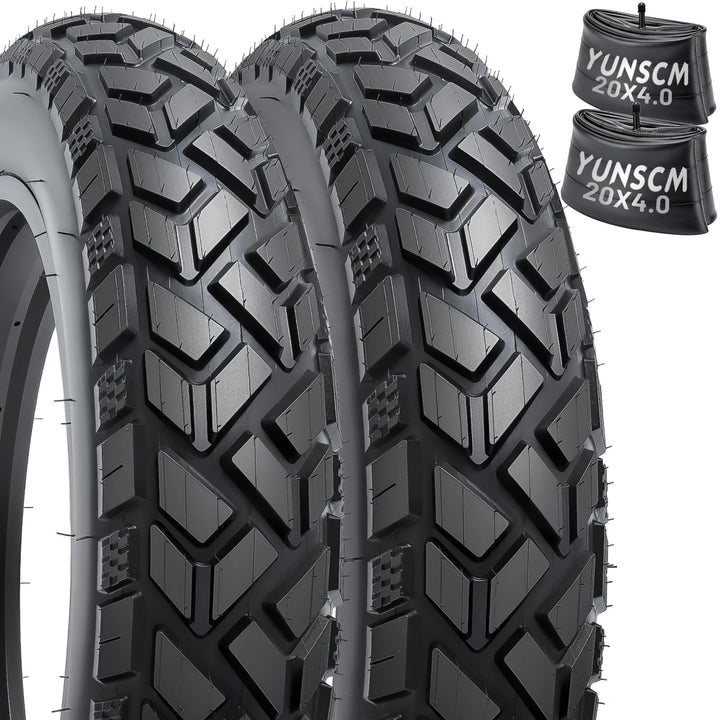 YunSCM 2er-Pack 20 Zoll Heavy Duty E-Bike Reifen 20x4.0 Mantel Plus 2er-Pack 20 Zoll Fat schlauche 2