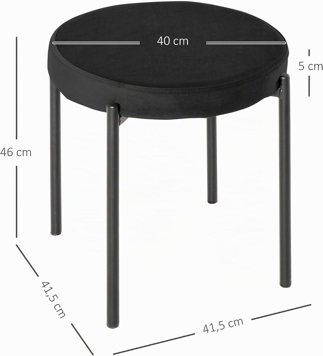 HOMCOM 4er-Set Esszimmerhocker Esszimmerstühle Stapelbar Thekenhocker mit gepolstertem Sitz Rundhock