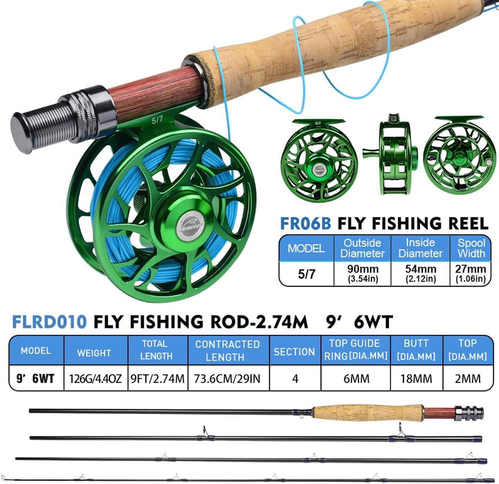 PROBEROS Fliegenfischen Combo - Fliegenrute und Rollen Komplettes Starterpaket mit Fall - Fliegenfis