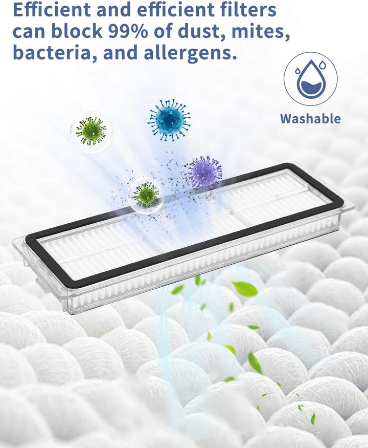 Zubehörset für Dreame L10s Ultra/L10 Ultra/L10 Prime Saugroboter, 2 Hauptbürste, 4 Filter, 4 Wischpa