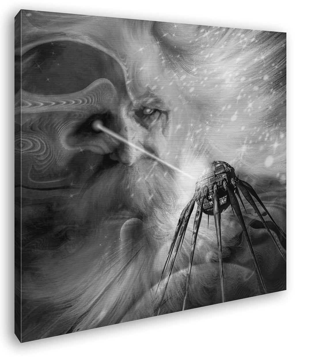 deyoli Abstraktes Raumschiff Zeichnung Format: 70x70 Effekt: Schwarz&amp;Weiss als Leinwandbild, Motiv a