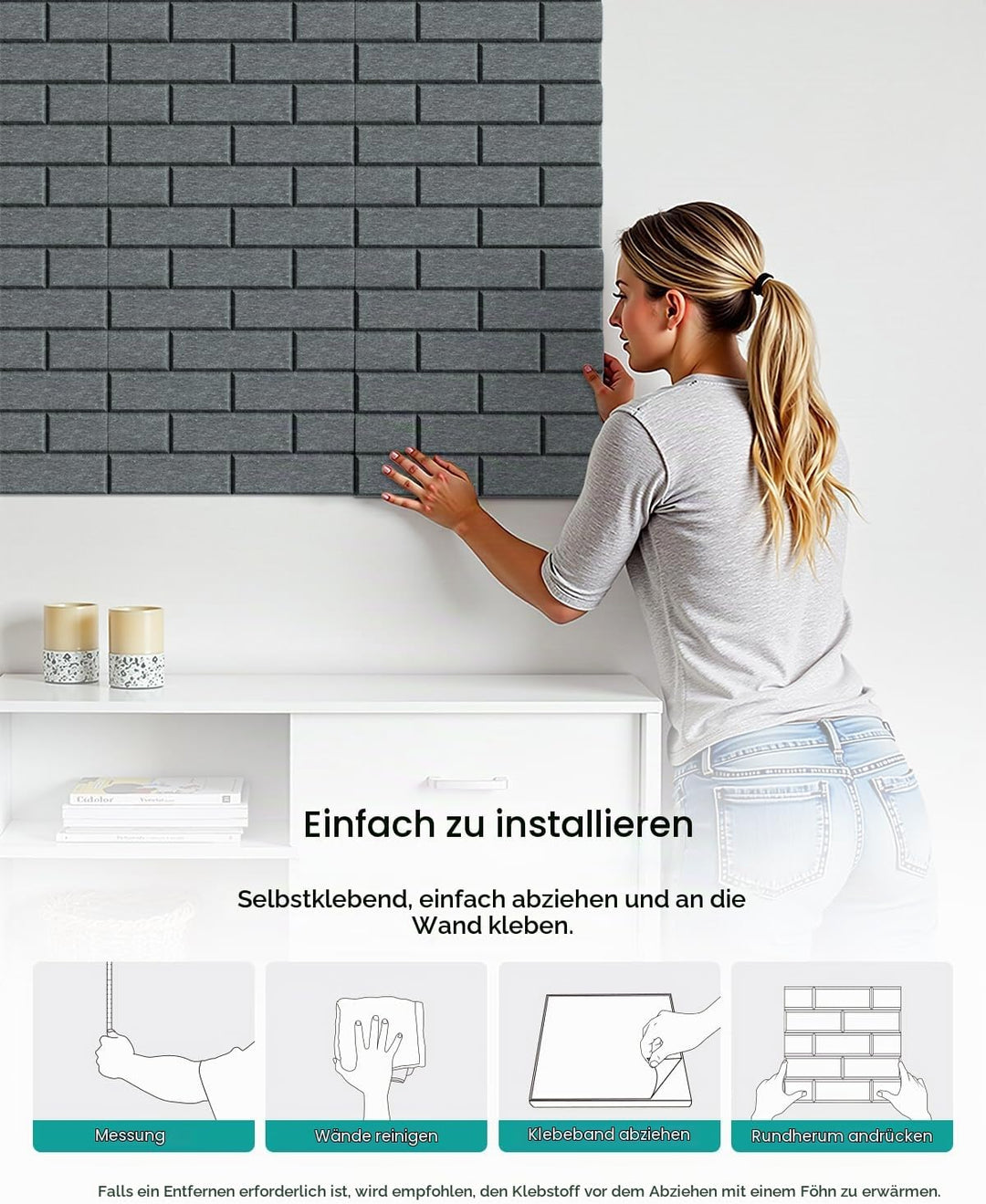 Soundsbay Akustikplatten selbstklebend 18 Stück, Schalldämmung Schallschutz Wand hoher Dichte Ziegel