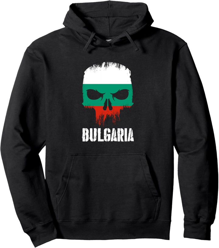 Bulgaria Flag Skull Bulgarian Pride Patriotic Pullover Hoodie