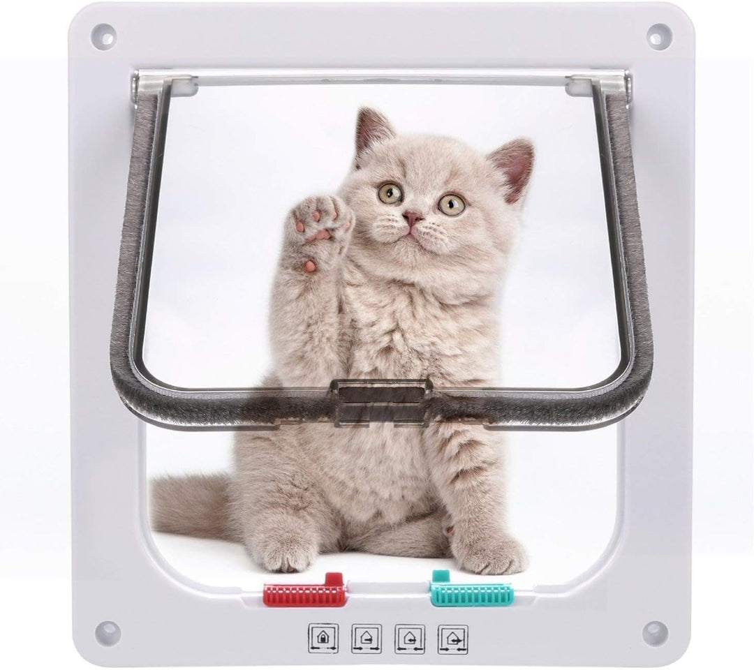 Sailnovo Katzenklappe 4-Way Magnetic Lock hundeklappe Haustiertüre Cat Flap 19 * 20 * 5.5cm Dog Cat