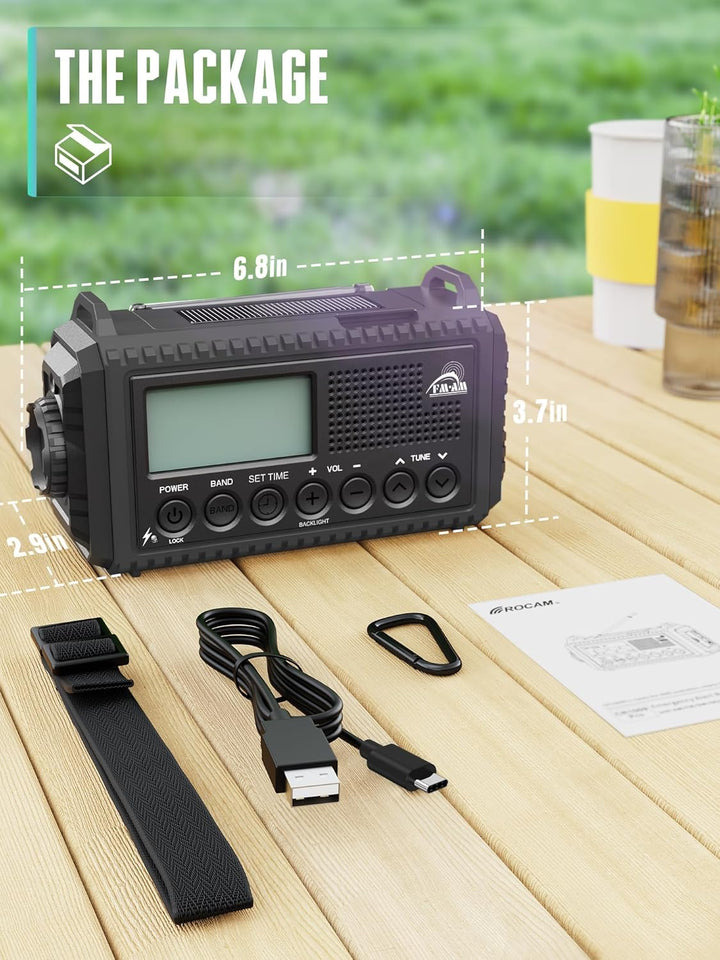 Kurbelradio mit Solar & 12000mAh Powerbank | AM/FM/SW Notfallradio, USB-C Handyladung, SOS-Alarm, Ta