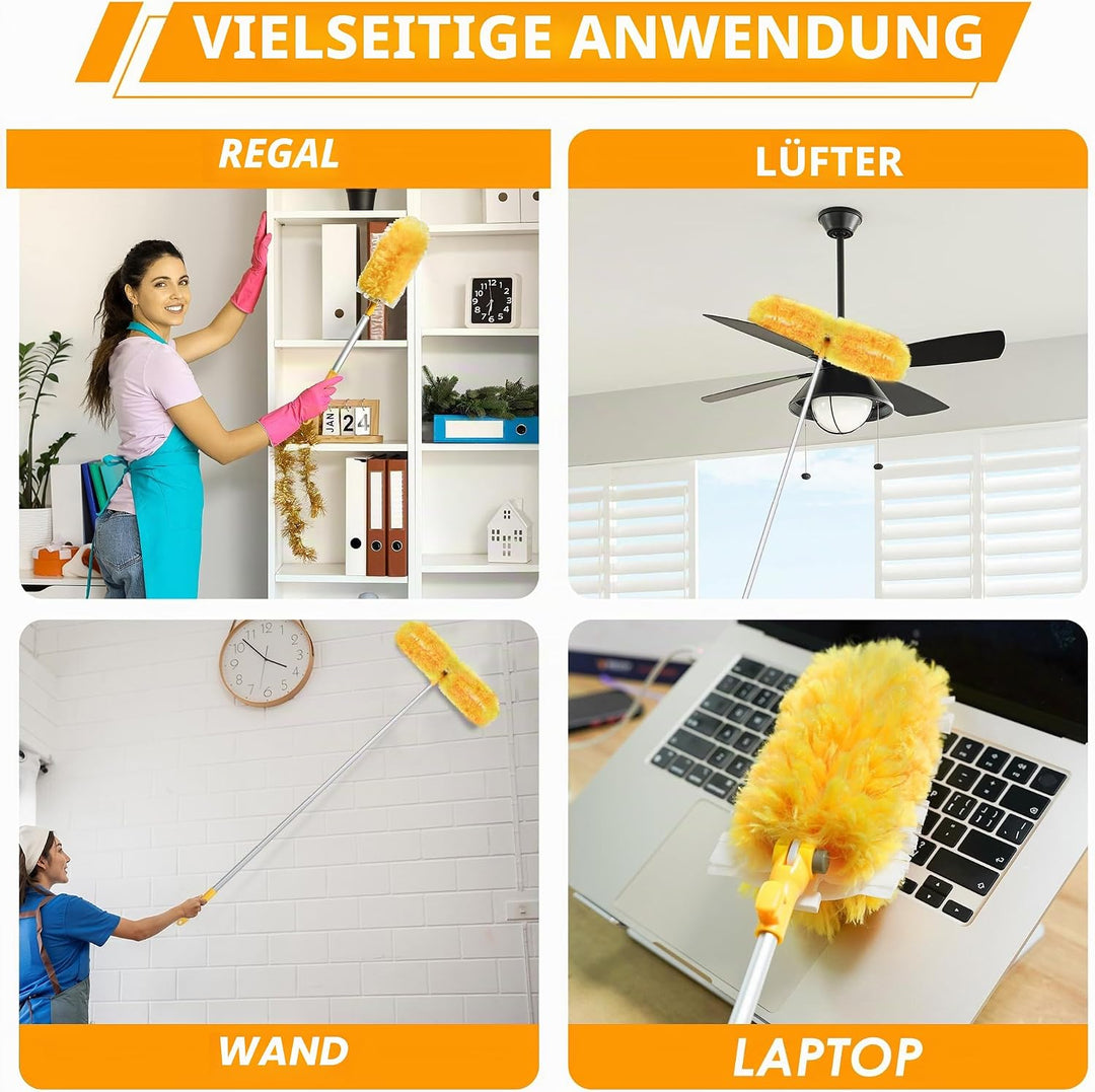 NEWE Staubmagnet Nachfüllpack 20 Stück + 1 Aluminium Lang Ausziehbar Grif für Swiffer Duster, 360 Gr