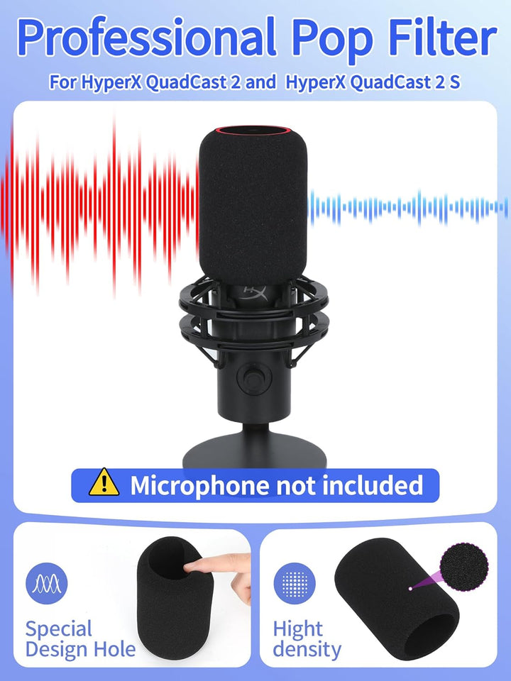 QuadCast 2 Mikrofonarm mit Popschutz - Professioneller Boom Arm mit Schaumstoff-Pop-Filter, Kompatib