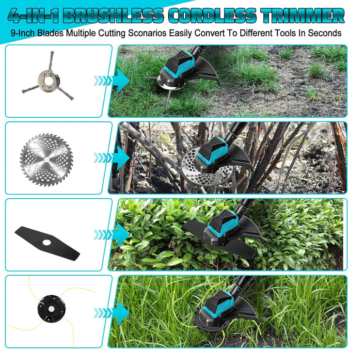 panthem Akku Rasentrimmer Rasenkantenschneider Freischneider für Makita 18V (ohne Akkus), 4 in 1 Unk