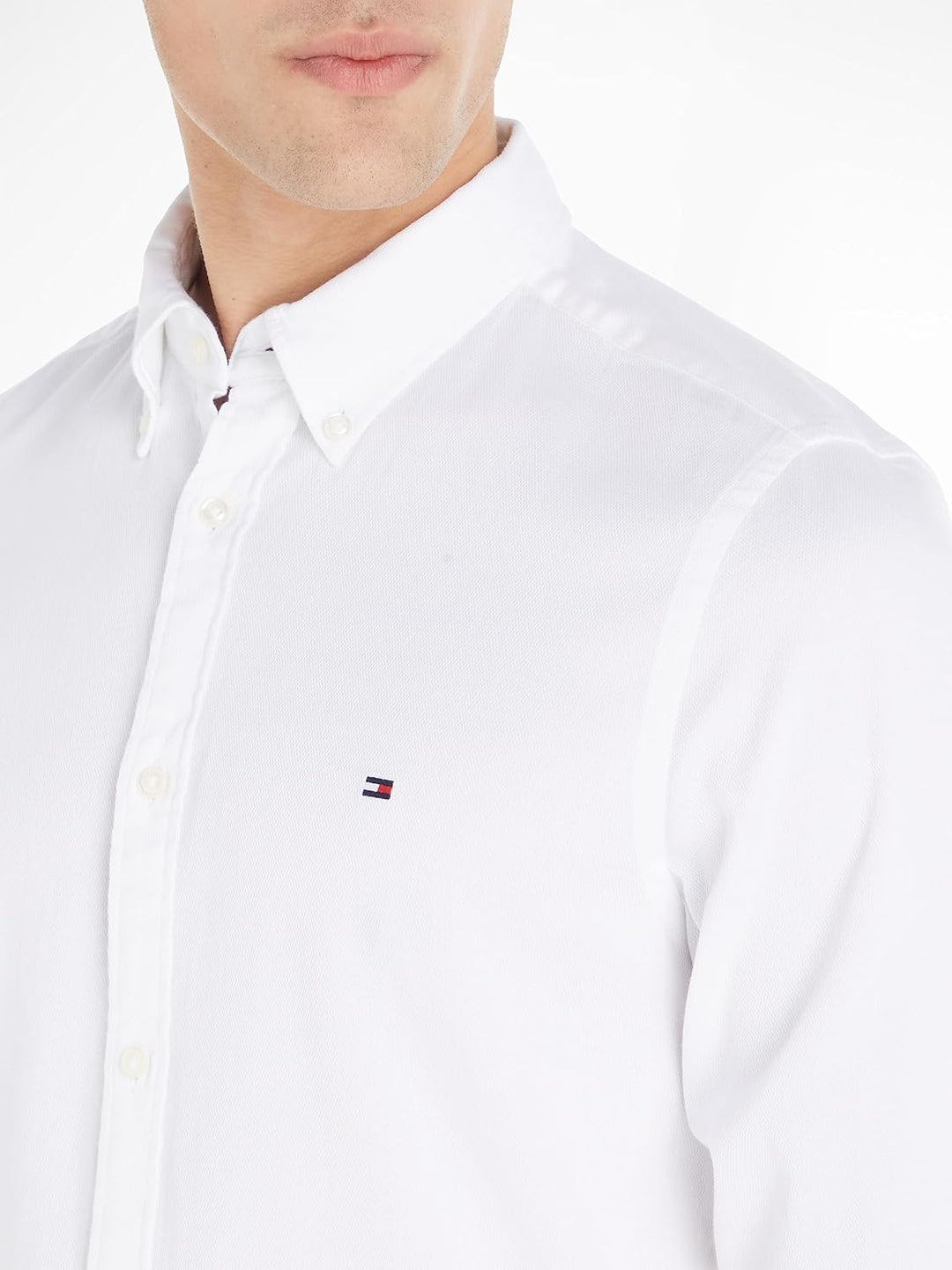 Tommy Hilfiger Herren Hemd Core Flex Dobby Langarm M Weiss (White), M Weiss (White)