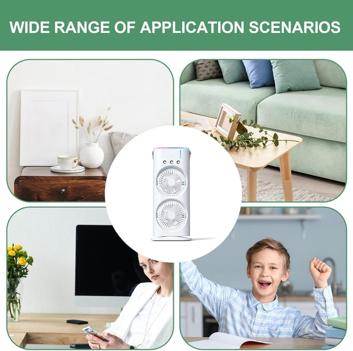 Tragbare Klimaanlage Fan, 4 in 1 Personal Mini Cooling Fan mit Wassernebel Spray, 3 Geschwindigkeite