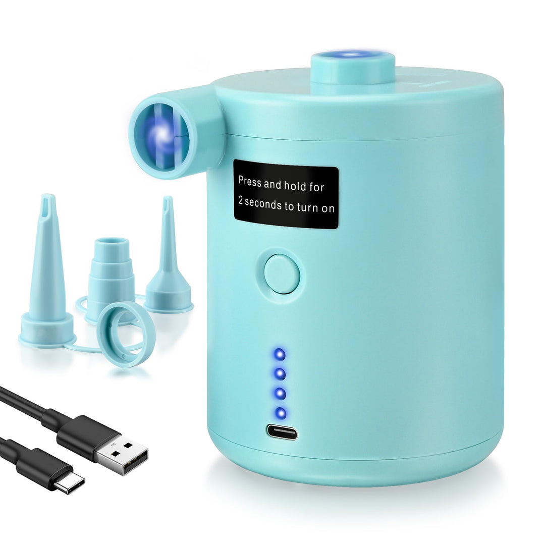 Elektrische Luftpumpe, 4000mAh Akku Elektrische Pumpe mit 4 Düsen für Luftmatratze, Matratze, Pool,