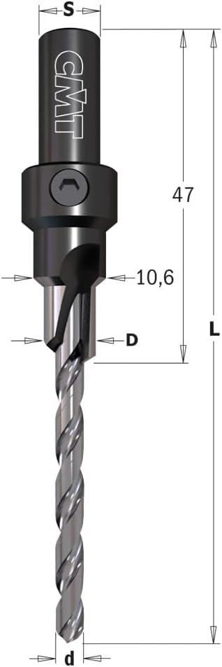 CMT 515.050.31 - Broca helicoidal ajustable para doble orificio sp s=9 d=5/7.6/10.6 l=93.7 z2 dx