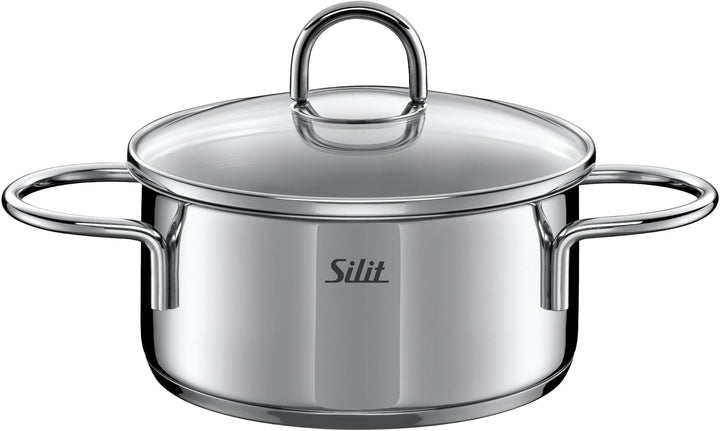 WMF Silit Toskana Kochtopf klein 16cm, Glasdeckel, Bratentopf Induktion 1,4l, Edelstahl poliert, unb