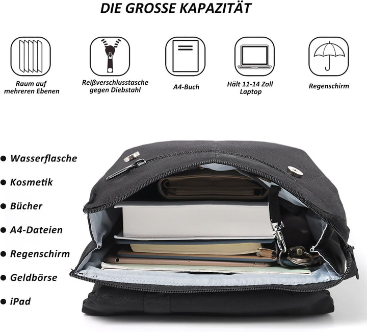 TANTOMI Rucksack Damen Tagesrucksäcke mit Laptopfach & Anti Diebstahl Tasche Reiserucksack Damen Lap