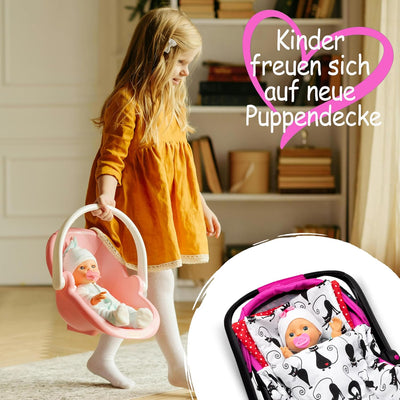 PinkZebra 3-teilig Puppenbettwäsche für grosse Puppen bis 48 cm, Decke + Kissen + Matratze, Puppenbe