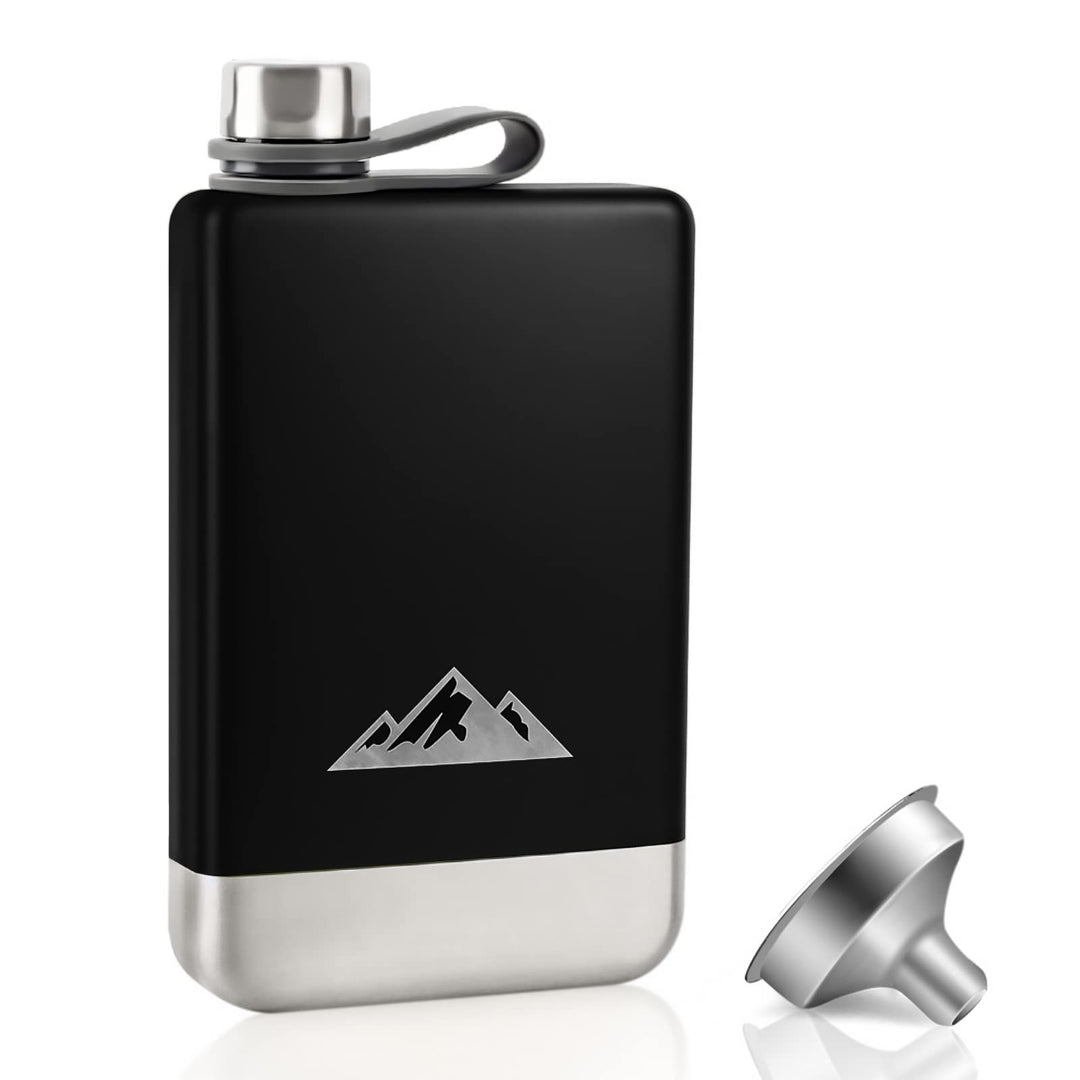 KWANITHINK Flachmann Edelstahl, 8oz/227ml Hip Flask Mit Trichter, Vatertagsgeschenk, Geschenk Für Mä