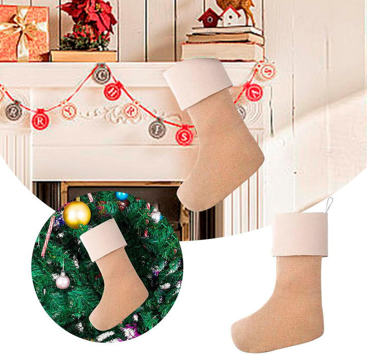 JiJiRuDU Sackleinen Weihnachtsstrumpf 6er Pack, Weihnachten hängende Taschen Weihnachtsfeiertagsstru