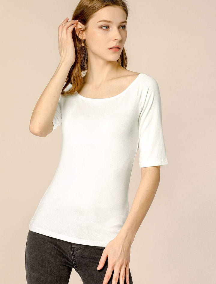 Allegra K Damen Basic Tee Bluse XL Beige, XL Beige