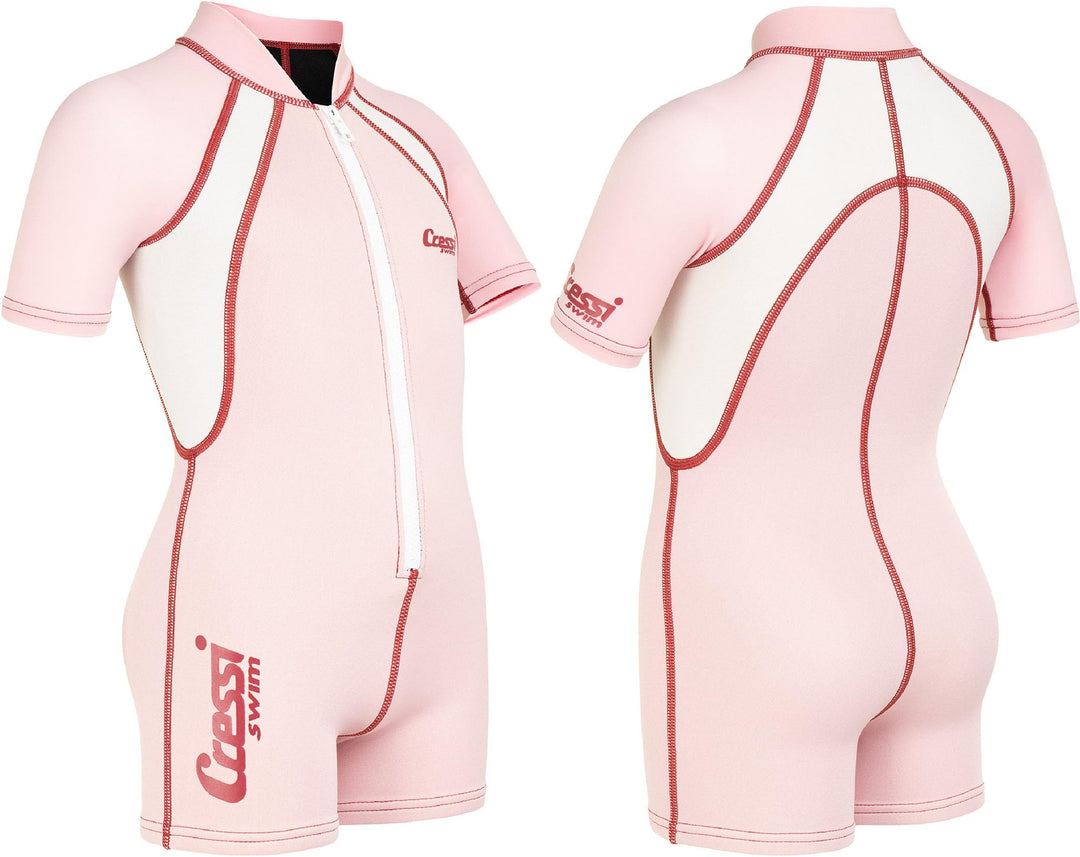 Cressi Kid Shorty Wetsuit 1.5 mm - Shorty Neoprenanzug für Kinder Ultra Stretch Neopren Rosa/Weiss L