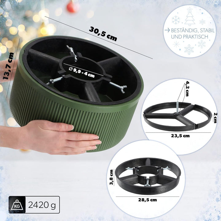 KADAX Weihnachtsbaumständer, Christbaumständer aus recycelten Kunststoff, Tannenbaumständer für eine